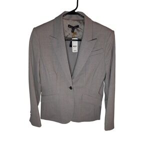 Womens Brooks Brothers‎ Lanificio di Tollegno Gray Wool Blazer Jacket Size 10